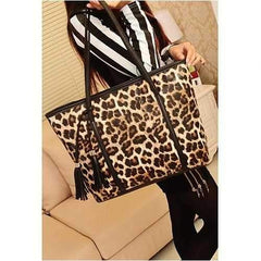 Leotta Tasseled Tote Leopard Style Bag Leotta Tasseled Tote Leopard Style Bag