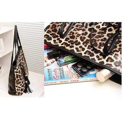 Leotta Tasseled Tote Leopard Style Bag Leotta Tasseled Tote Leopard Style Bag