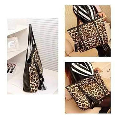 Leotta Tasseled Tote Leopard Style Bag Leotta Tasseled Tote Leopard Style Bag