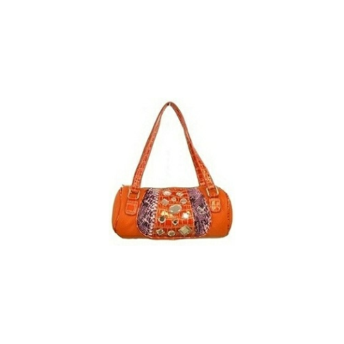 Orange Rhinestone Barrel Bags