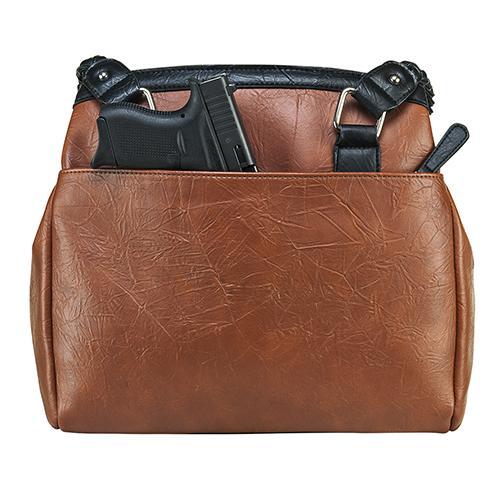 VISM Concealed Carry Braided Tote Brown with Black Trim