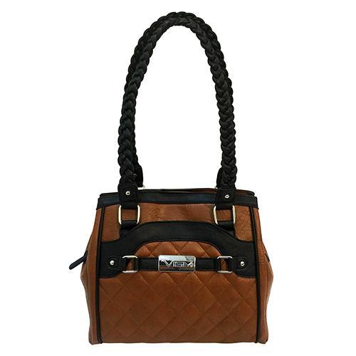 VISM Concealed Carry Braided Tote Brown with Black Trim