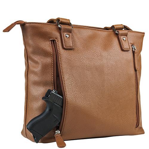 VISM Concealed Carry Quilted Tote Brown