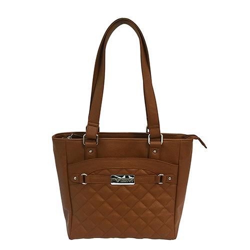 VISM Concealed Carry Quilted Tote Brown