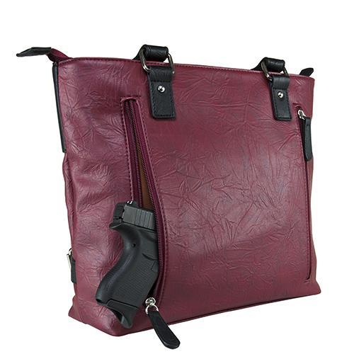 VISM Concealed Carry Satchel Burgundy with Black Trim, Small