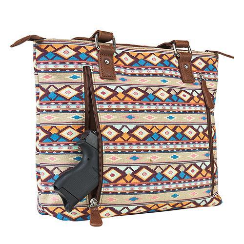 VISM Concealed Carry Printed Tote Brown