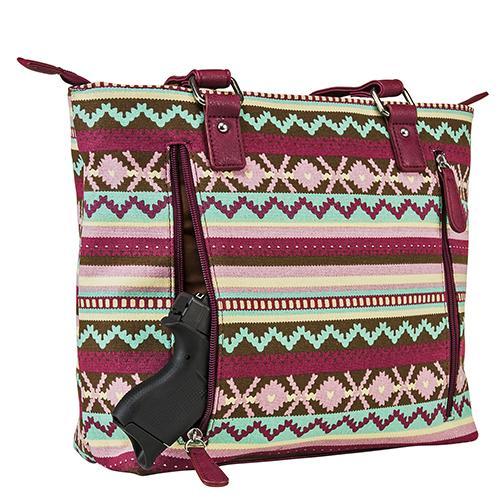 VISM Concealed Carry Printed Tote Burgundy