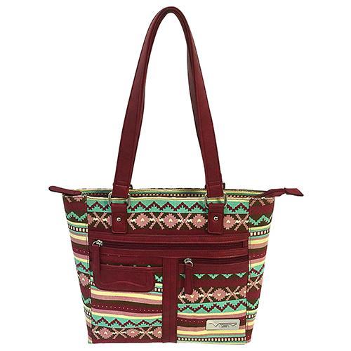 VISM Concealed Carry Printed Tote Burgundy