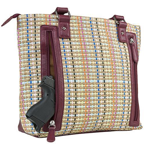 VISM Concealed Carry Woven Tote Burgundy