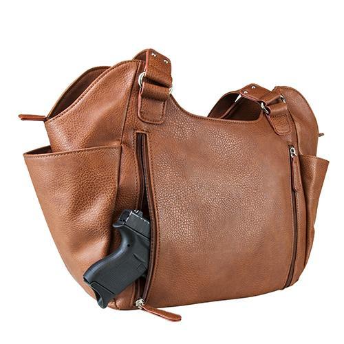 VISM Concealed Carry Hobo Bag Brown, Large