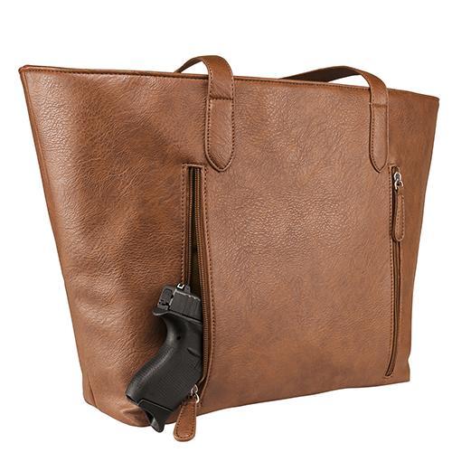 VISM Concealed Carry Tote Bag Brown