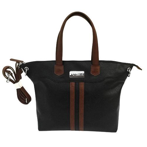 VISM Concealed Carry Satchel Black with Brown Trim