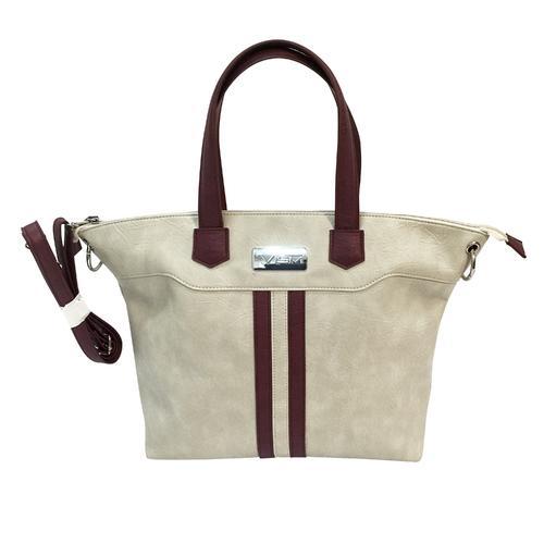 VISM Concealed Carry Satchel Off White with Burgundy Trim
