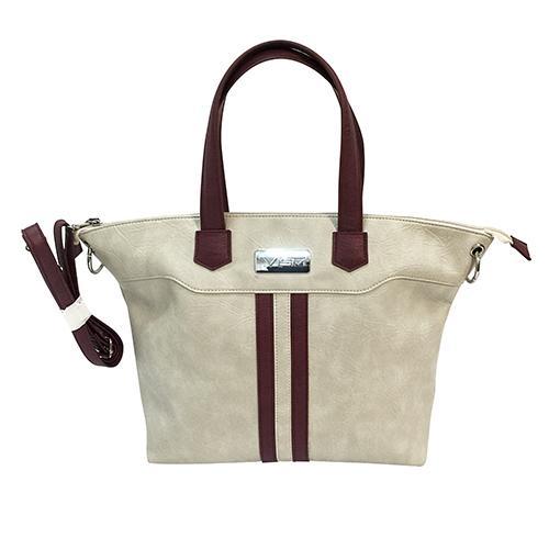 VISM Concealed Carry Satchel Off White with Burgundy Trim
