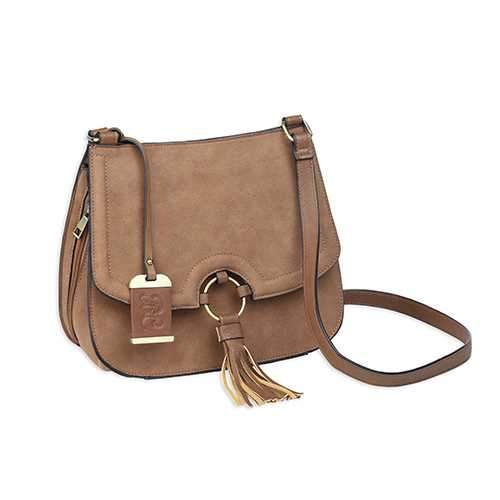 Cross Body Style Purse with Holster, Camel Suede