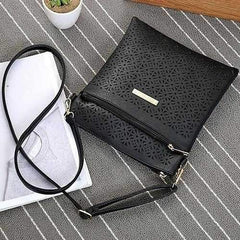 Classic Square Crossbody Bag with Floral Cutout Accent