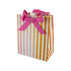 Pink & Orange Striped Gift Bag ( Case of 36 )
