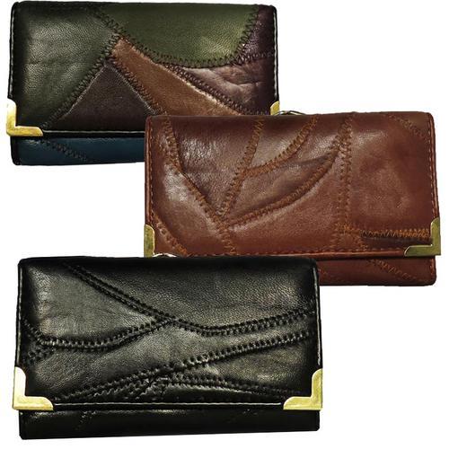 Zigzag stitch Women leather  Wallet