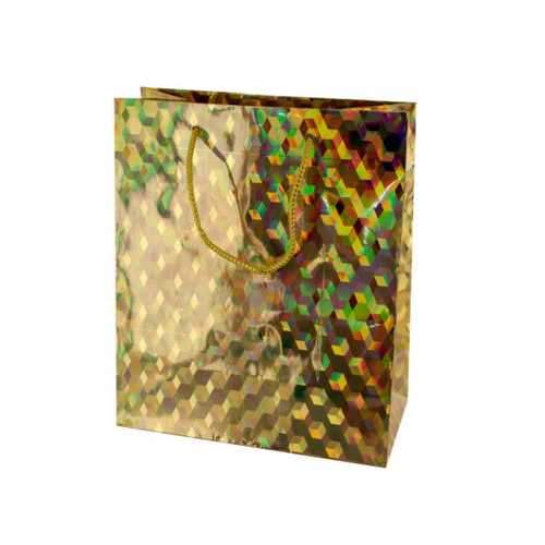 Medium Gold Geometric Holographic Gift Bag ( Case of 90 )