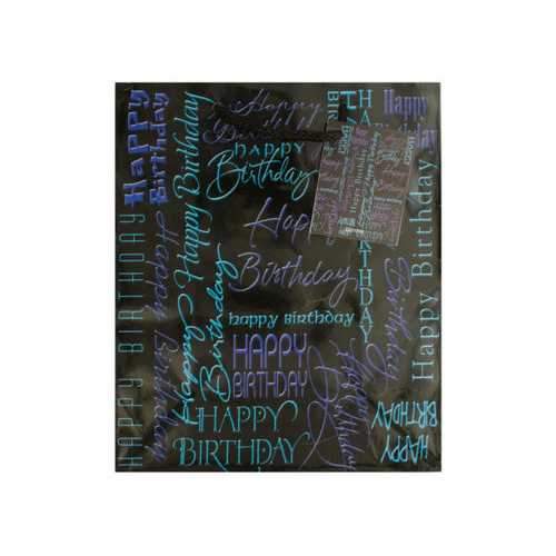 Medium Black & Blue Birthday Gift Bag ( Case of 60 )