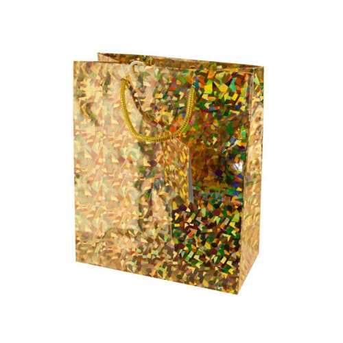 Medium Gold Confetti Holographic Gift Bag ( Case of 108 )