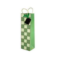 Collins Green Checkers Bottle Gift Bag ( Case of 108 )