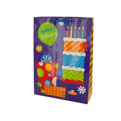 Happy Birthday Purple Floral Gift Bag ( Case of 96 )