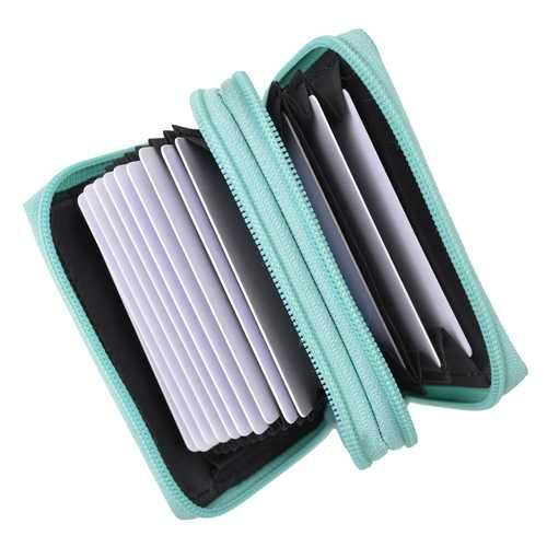 Leather Secure Cards Holder Wallet For Women-Baby Blue Color