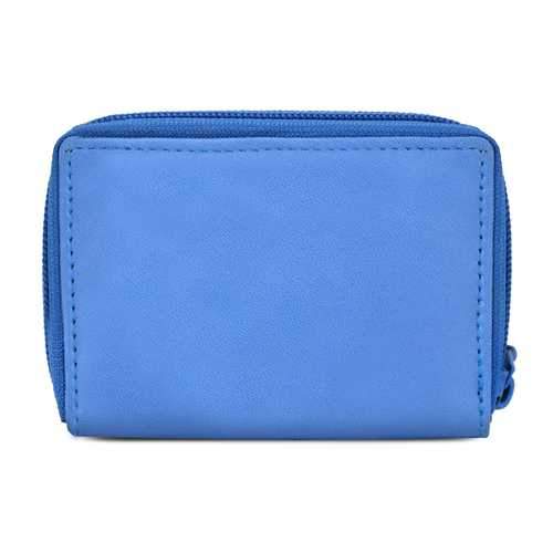 Leather Secure Cards Holder Wallet For Women-Blue Color