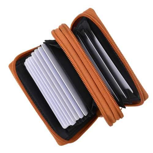 Leather Secure Cards Holder Wallet For Women-Tan  Color