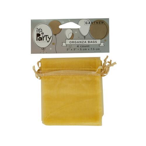 Gold Organza Bags with Ribbon Ties ( Case of 72 )