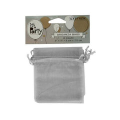 Silver Organza Bags with Ribbon Ties ( Case of 24 )