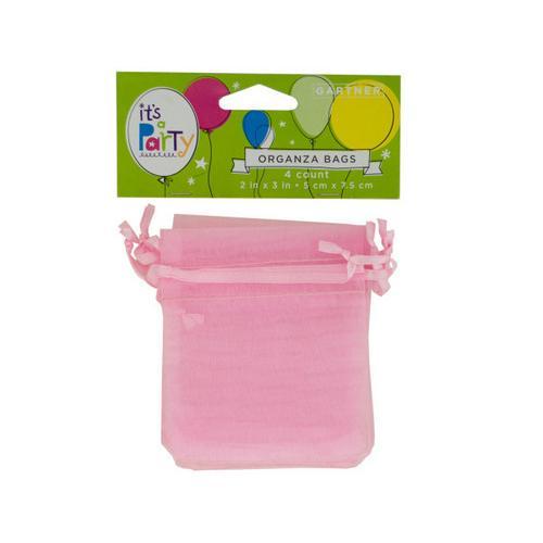 Pink Organza Bags with Ribbon Ties ( Case of 72 )