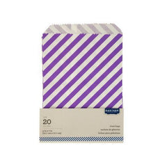 Purple Striped Paper Treat Bags ( Case of 96 )