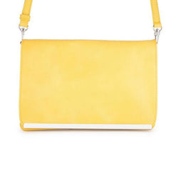 Martha Yellow Leather Purse Clutch With Silver Hardware